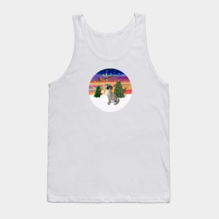 Santa's Sunset Take Off Featuring a Black Mouth Cur Tank Top